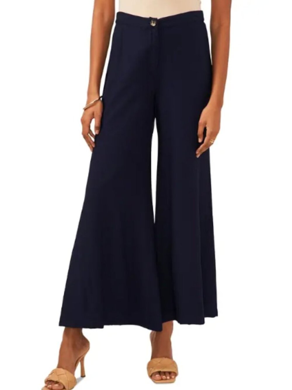 Vince Camuto Women's Elastic-Back Wide-Leg Trousers Navy